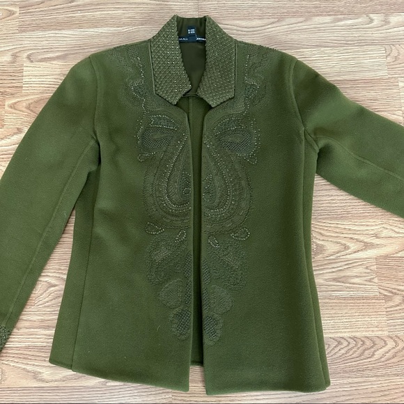 LINDA ALLARD / ELLEN TRACY • Green Embroidered Jacket - Picture 2 of 6